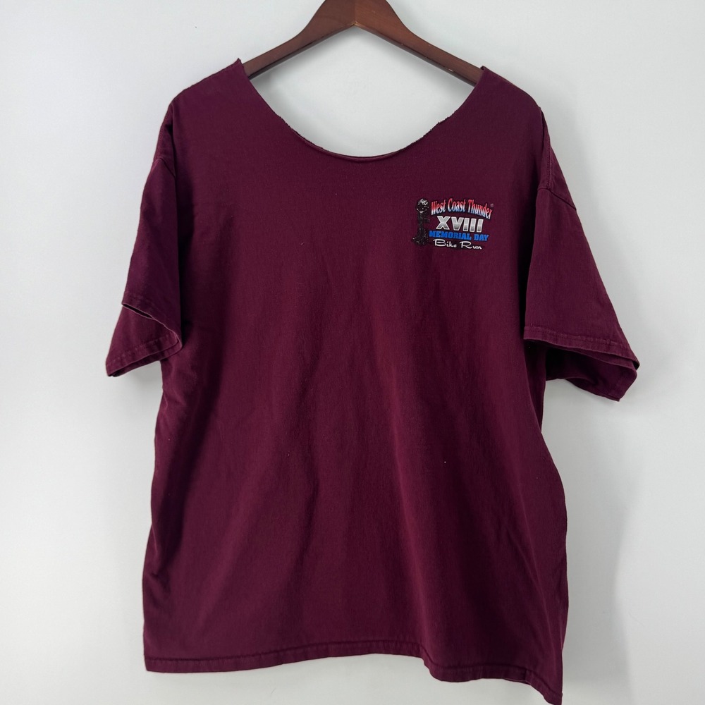 West Coast Thunder XVIII Memorial Day Bike Run Graphic Tee Burgundy XL